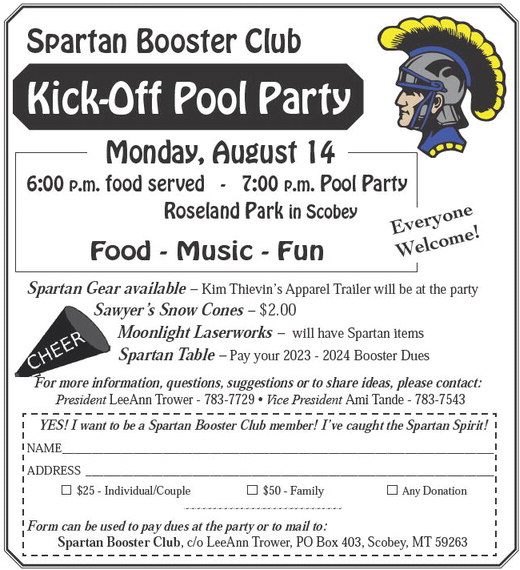 Booster Club Kick-off Pool Party Is Monday, August 14