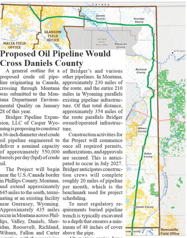 Proposed Oil Pipeline Would  Cross Daniels County